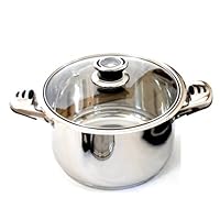 Alpha High Quality Heavy Gage 7.5 Qt Stainless Steel Stock Pot with Glass Lid and innovation handled By Savezoneusa