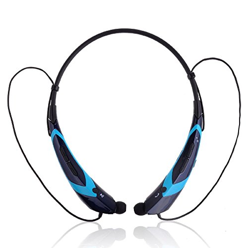 PYRUS Bluetooth Headphone 4.0 Music Stereo Wireless Headset Vibration Neckband Style for iPhone iPad Samsung(Black-Blue)