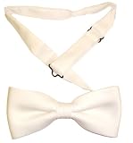 NEW LUXURY PRE TIED ADJUSTABLE SILKY SATIN WHITE BOW TIE **SAME DAY FREE POSTING**
