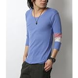6color 無地×袖カラーライン切替７分袖カットソー Ｔシャツ