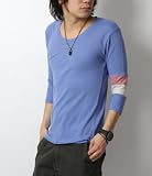 6color 無地×袖カラーライン切替７分袖カットソー Ｔシャツ