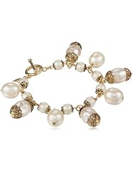 Carolee Pearl Tone Charm Bracelet, 7.5"