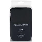 Global Art Genuine Leather Pencil Case 48 Pencil Capacity in Black