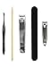 5 Piece Manicure Pedicure Set - Includes Bamboo Sticks, Emery Board, Stainless Steel Nail and Toe Clippers, Cuticle Remover