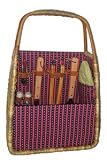 Picnic & Beyond Tuscan Seagrass BBQ and Wine Carrier with BBQ Tools