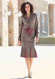 Charmeuse-Trim Skirt Suit