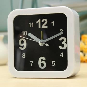 UR White Mini Travel Alarm Clocks Quartz Alarm Beep Bedside Clock Home Bedroom Office Desk Decor Gift