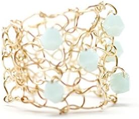 6 crystal ring mint gold band wire knit ring unique mesh modern cocktail ring