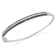 10k White Gold Black and White Diamond Bangle Bracelet (1 cttw), 7