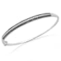 10k White Gold Black and White Diamond Bangle Bracelet (1 cttw), 7"