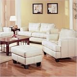 Liam Bonded Leather Loveseat in Cream