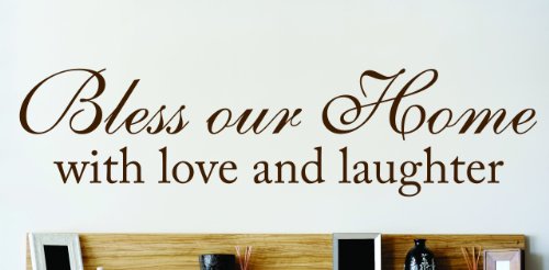 Design with Vinyl OMG 295 Bless Our Home With Love And Laughter Quote Lettering Decal Home Decor Kitchen Living Room Bathroom, 10-Inch by 40-Inch, As Seen