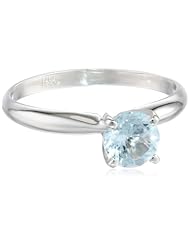 14k Gold 6mm Round Aquamarine Gemstone Solitaire Ring (0.80 ct)