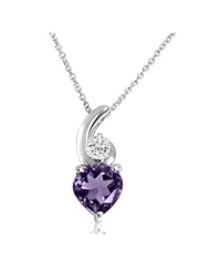 Heart Shape Amethyst and White Topaz Pendant-Necklace in Sterling Silver (1 3/4ct tgw)