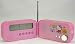 Pink Hello Kitty Flip Open Clock Radio with Alarm, thermometer and Calendar Functions