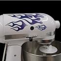 Purple Mix Single Decal Sticker Flame Kit plum to purple to white, designed to fit all KitchenAid stand mixers, including Professional 600, Artisan, Ultra Power, 4, 5, 6 qt quart mixers, without accessory interference.