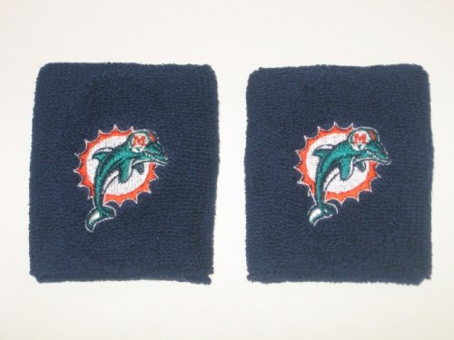 MIAMI DOLPHINS Team Logo COTTON WRISTBANDS -(set of 2)