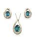 Carribean Blue Crystal Gold Plated Necklace Earrings Set Used Swarovski Crystals