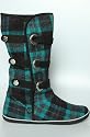 Sugar The Piccadily Boot in Turquoise Plaid,Shoes for Women