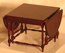 SaLe!!! Dollhouse Miniature Mahogany Handcarved Drop Leaf Table