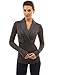 PattyBoutik Women Shawl Collar Pleated Detail Blouse (Dark Heather Gray Small)