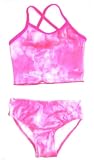 Girls 4-6X 2-piece Swimwear Crop Top Bikini Shiny Pink on Pink