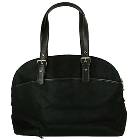 Baggallini Barcelona Bag Black Pebble Finish Gorgeous Leather Trimmed Big Tote, Overnighter