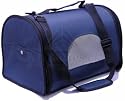 Blue Fabric Canvas Cat / Small Dog / Rabbit / Guinea Pig / Pet Foldable Travel Holiday Vet Carrier with Sholder Strap 43cm long, 29cm high, 29cm wide. F22