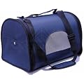 Blue Fabric Canvas Cat / Small Dog / Rabbit / Guinea Pig / Pet Foldable Travel Holiday Vet Carrier with Sholder Strap 43cm long, 29cm high, 29cm wide. F22