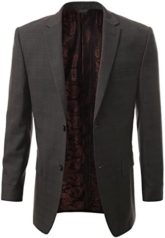 IDARBI Premium Runway Sport Coat Plaid Blazer Jacket - Gray