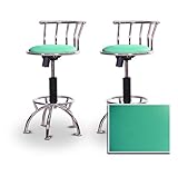 2 24"-29" Turquoise Vinyl Seat Chrome Adjustable Specialty / Custom Barstoo ....