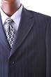 Men's Single Breasted 3 Button Navy Pinstripe Super 150's Wool Feel Vested Dress Suit