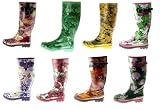 Moderne Damenstiefel, Fashion Gummistiefel, Regenstiefel, Flora und Fauna (GST2)