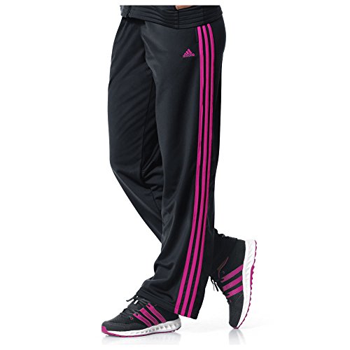 adidas Performance Women's 3 Stripes Pants (Large, Shock Pink-Black)