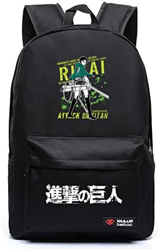 Coolchange® Anime Attack on Titan Levi Ackerman Canvas Schoolbag Backpack (Black)