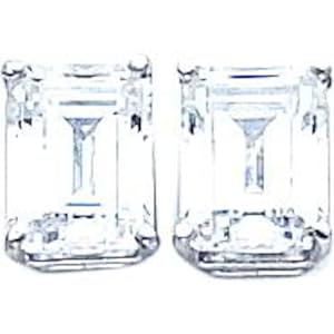 14K White Gold Emerald Cut CZ Earrings Jewelry 9x7mm