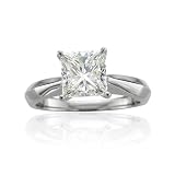 GIA Certified 14k White Gold Solitaire Princess Cut Diamond Engagement Bridal Ring (F, VVS2, 0.95 carat) - Money Back Guarantee