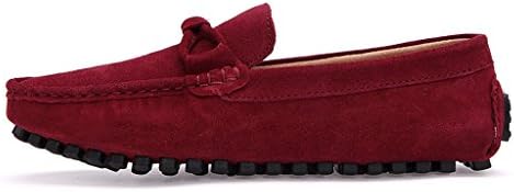 POPlus Men's Suede Leather Slip-on Loafers Moccasin Driving Shoes Red 7 D(M) US