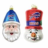 Buffalo Bills Santa Cap and Top Hat Snowman Ornaments
