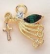 Pack of 8 Gold Plated May Birthstone Angel With Cross Pins