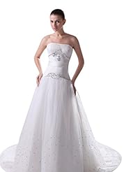 Strapless Lace-Up Sequined Organza/Tulle Bridesmaid Dress  With a Sash 