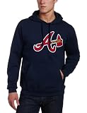 MLB Men's Atlanta Braves Suede Tek Long Sleeve Hooded Fleece Pullover (Athletic Navy, X-Large)