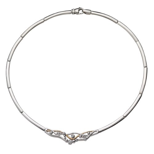 Zeeme Silver Damencollier 925/- Sterling Silber Zweifarbig, Zirkonia Wei&szlig; 164250023R-44 Preisvergleich