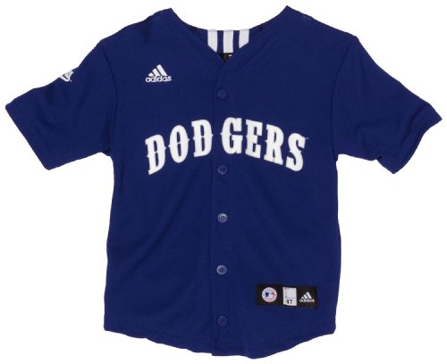 MLB Infant/Toddler Boys' Los Angeles Dodgers Screen Print Baseball Jersey, Western Blue, Large (4T)