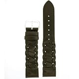 Watch Band Genuine Leather Braided Black 20mm