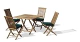 Review Jati  / Teak 9 Piece Suffolk Square Dining Set 1.0m With Green Cushion Pads
