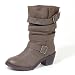 Breckelle's Women's Biker Style Military Boots 2" Heel Strap Buckle Detail