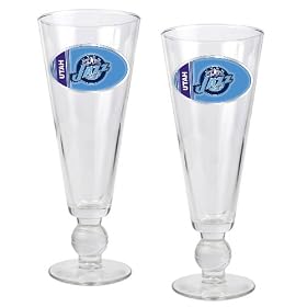 Utah Jazz NBA 2pc Pilsner Glass Set with Basketball on stem - Oval Logo by