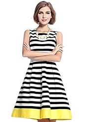 Cocktail Summer Winter Cotton/Leather/Polyester/Wool Sleeveless Striped Print Club Dress/Party Dress 