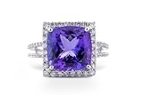 5.20 Ct Platinum Cushion Tanzanite and Diamond Ring